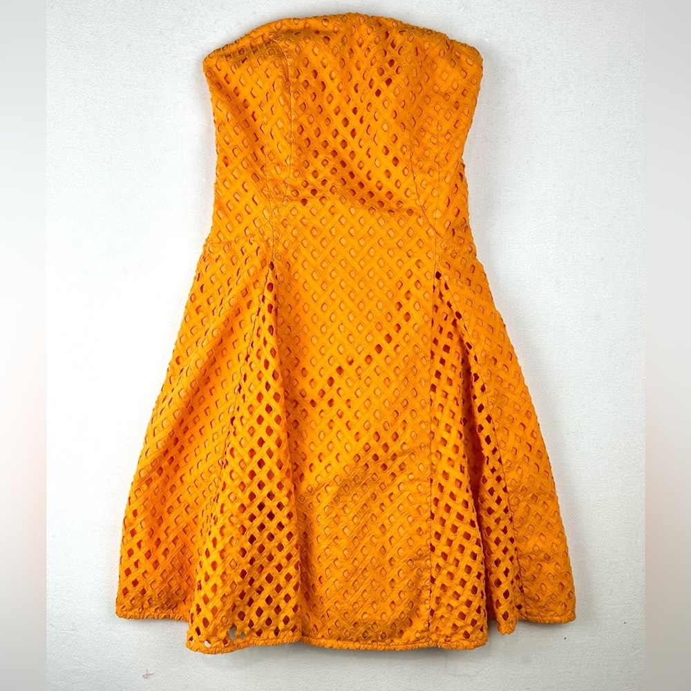 Maeve Eyelet Strapless Dress Marigold Cotton